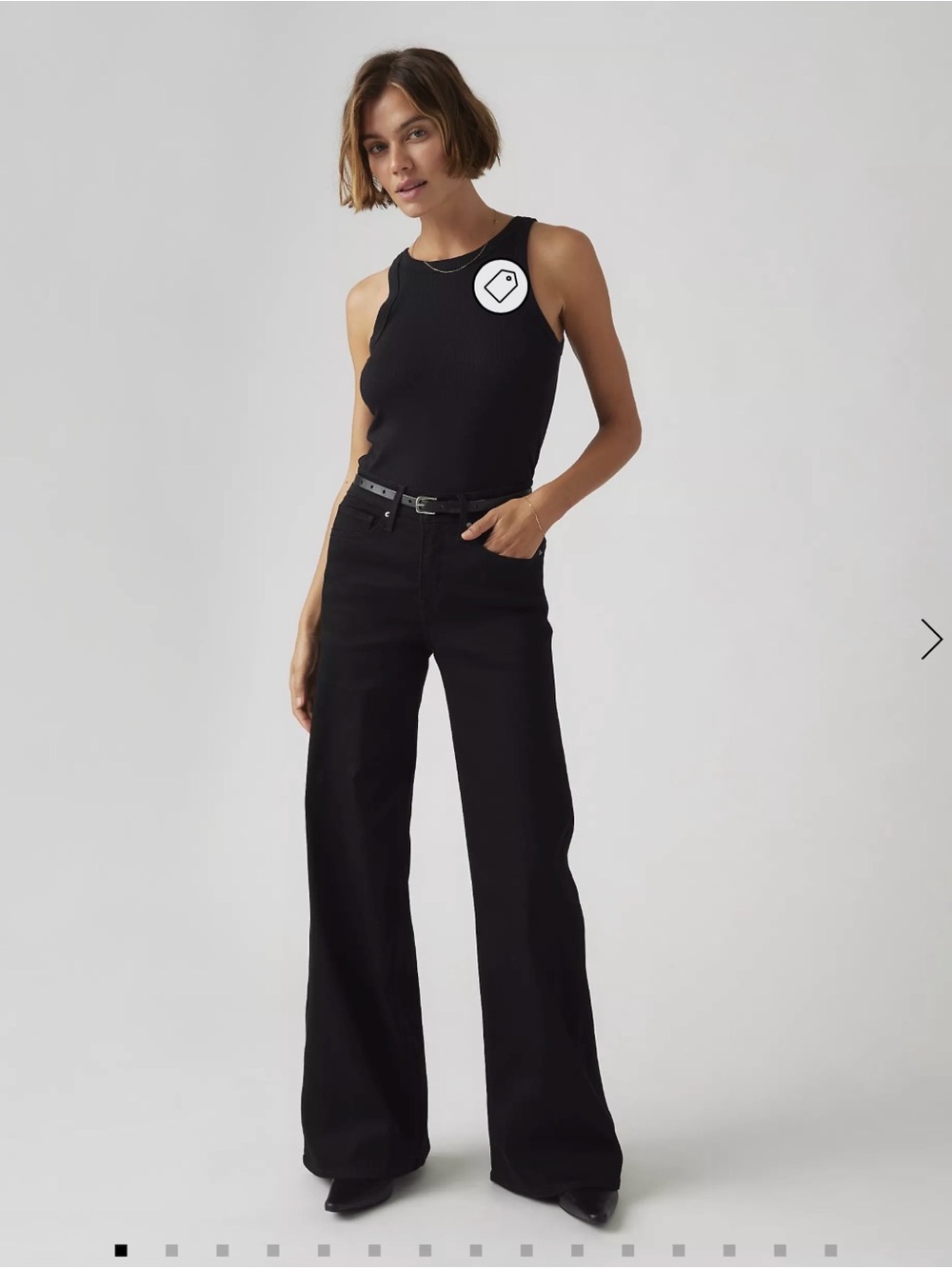 Levi's 318 Shaping Black Wide-Leg Mid-Rise Jeans